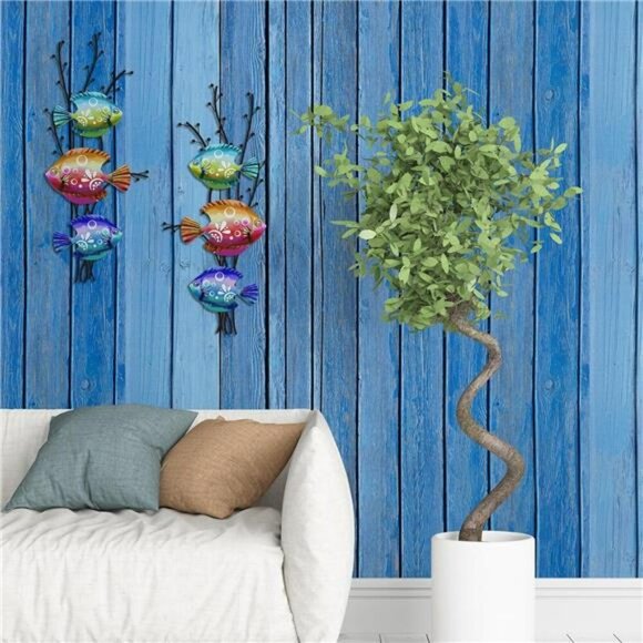 Metal Coastal Fish Wall Art Set Ocean Beach Nautical Decor Indoor Outdoor 2pcs - Picture 6 of 7